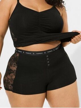 TORRID Logo Fancy Lace Panel Sleep Boyshorts  3X